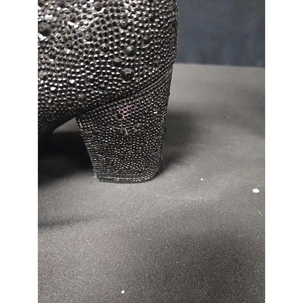 Betsey Johnson X Torrid Black Rhinestone Bootie Boots Size 7.5 WWE Extra Wide